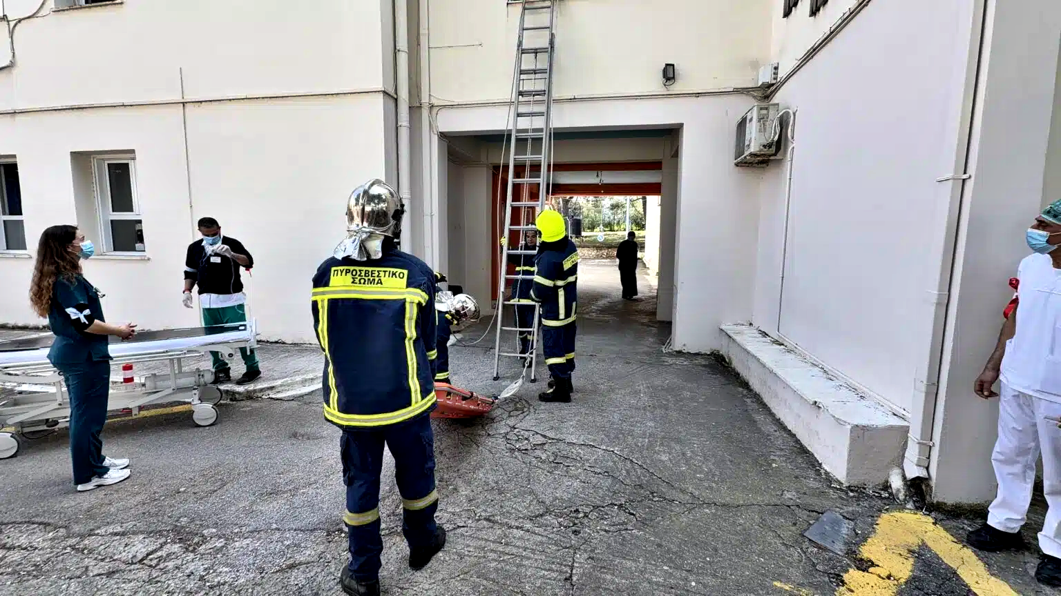 Με επιτυχία ολοκληρώθηκε η συμμετοχή του Π.Κ Κυπαρισσίας στην άσκηση εκκένωσης του Νοσοκομείου της πόλης