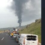 Πυρκαγιά Ι.Χ.Φ. όχημα στο ύψος του Σοχού Θεσσαλονίκης