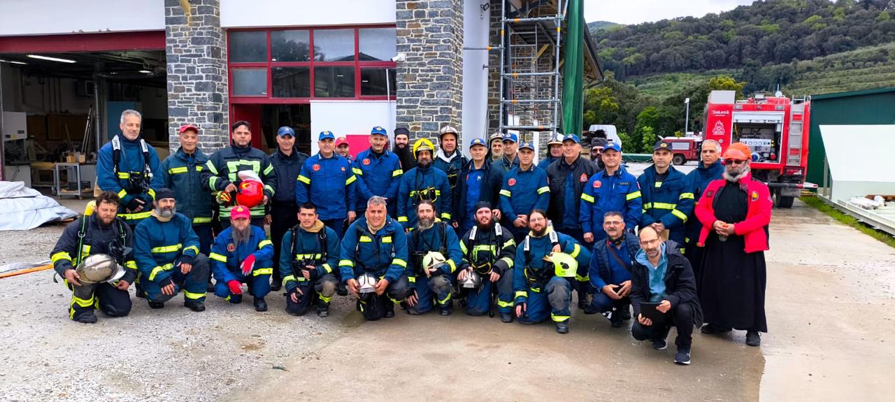 Άσκηση πυρόσβεσης και διάσωσης στην Ιερά Μονή Βατοπαιδίου στο Άγιο Όρος