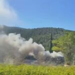 Πυρκαγιά σε λεωφορείο στο ύψος του σταθμού διοδίων Κατεχάκη στην Περιφερειακή Υμηττού