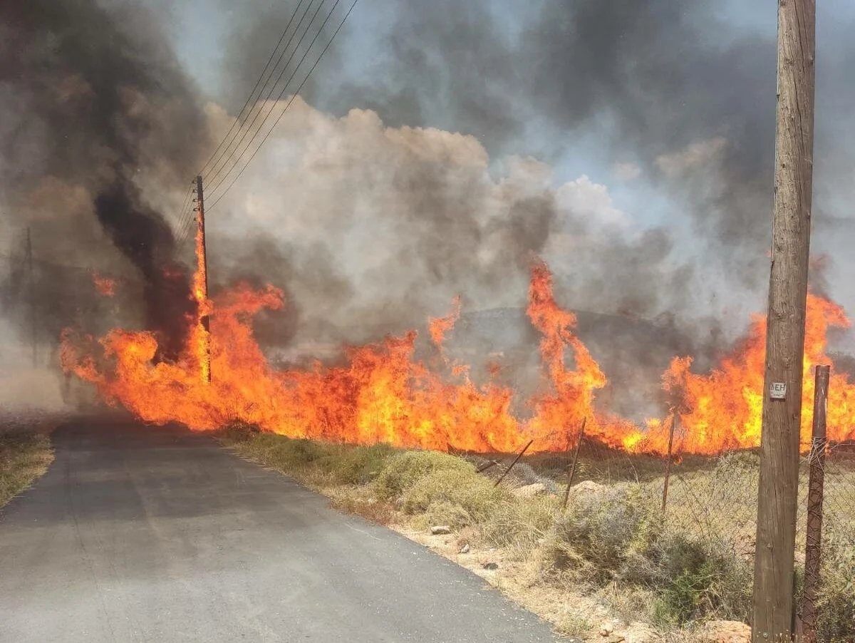 Πυρκαγιά σε χαμηλή βλάστηση στα Ζωνιανά Ρεθύμνου Κρήτης