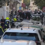 Πυρκαγιά και επιχείρηση διάσωσης μετά από κατάρρευση κτιρίου στην οδό Λυσικράτους στην Αθήνα