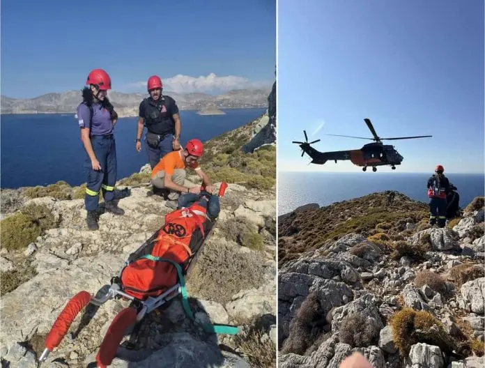 Επιχείρηση διάσωσης τραυματισμένου Γάλλου σε δύσβατο σημείο στην Τέλενδο Επιχείρηση διάσωσης τραυματισμένου Γάλλου σε δύσβατο σημείο στην Τέλενδο